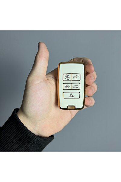 Luxe Aksesuarr Range Rover - Land Rover Smart 2017+ Husă de protecție pentru telecomandă Nano Case 5 butoane Aur alb