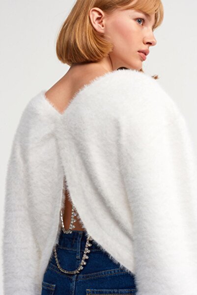 Dilvin Pulover de damă cu decolteu în V Stone - Ecru