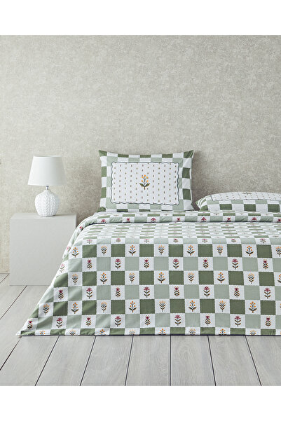English Home طقم غطاء لحاف مزدوج من Crocus Flora - 200x220 سم أخضر