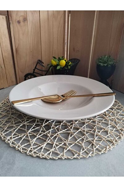 Demet Çeyiz Aksesuar 26 cm Taupe Plate Pasta