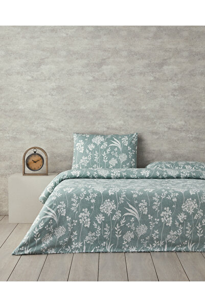 English Home Set cuvertură de pilota creponată verde - frunze de primăvară