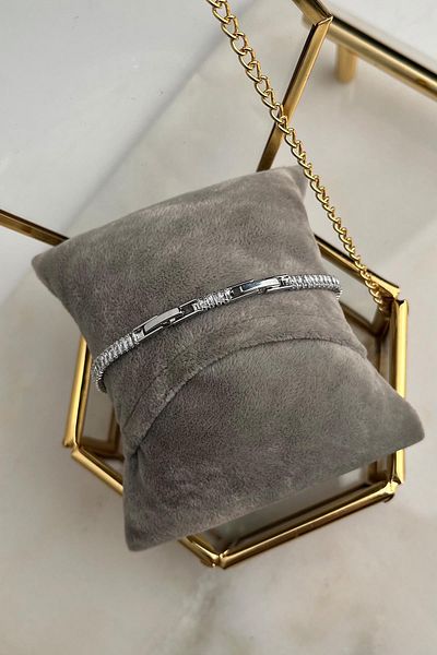 Modex Zircon Baguette Stone Strip Waterway Bracelet (17cm)