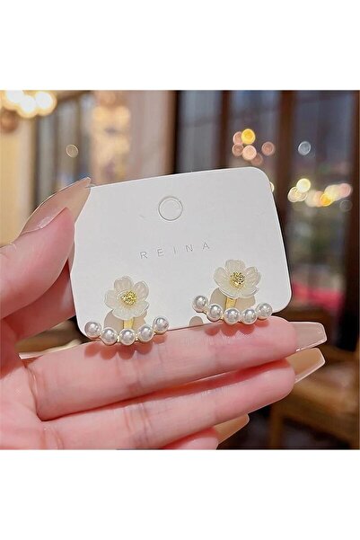 Pelin Aksesuar Çiçekli Sıra İncili Hayalet Küpe