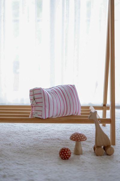 Atelier Babbi Pink Striped Large Care Bag