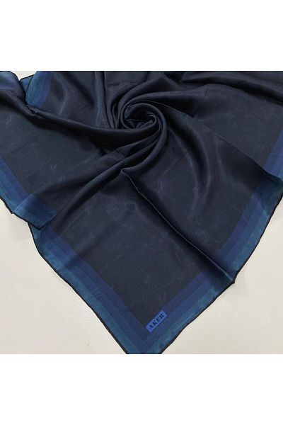 Aker Navy Blue Cloud Pattern Stonewashed Satin Silk Scarf 8783757-313