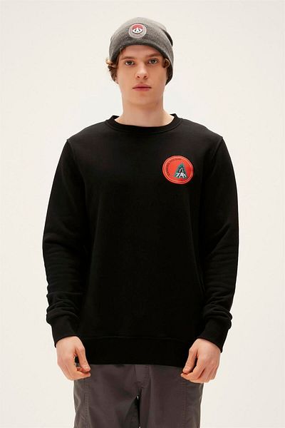 Bad Bear قميص من النوع الثقيل Bonfire Crewneck أسود مطبوع للرجال