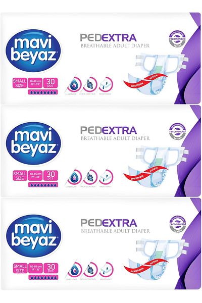 Mavi beyaz Pad Extra Textile Surface Adult Waistband Patient Diapers Small 90 Pieces