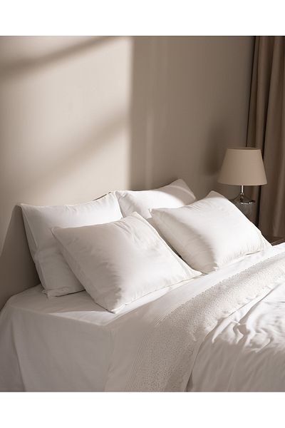 Madame Coco Marion Double 100% Cotton Cropped Satin Duvet Cover Set - White