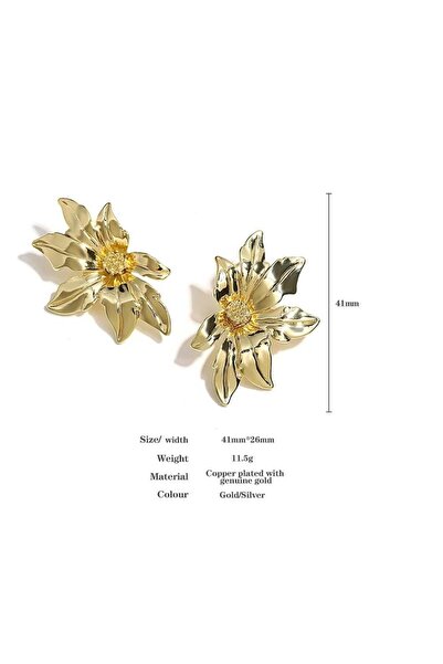 Pelin Aksesuar Gold Yarım Çiçek Küpe