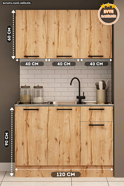 Fly Mobilya 120 Cm Şila Evyeli Mini Mutfak Dolabı