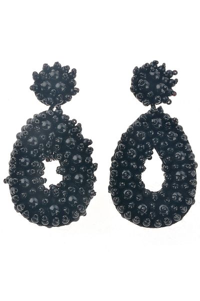 Pelin Aksesuar Black Pink Beaded Earrings