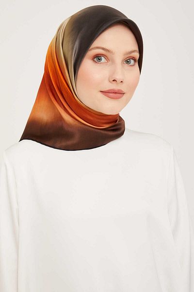 Armine Orange Gradient Transitional Tivil Silk Scarf 9051-31