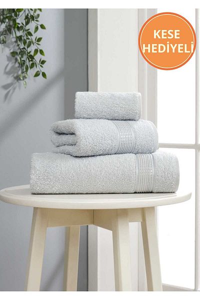 Rebeka Home Collection Ezgi White Towel Set of 3