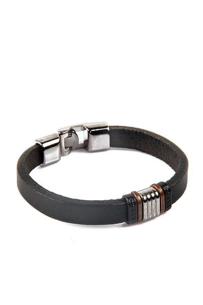 Modex Black Leather Men's Bracelet Gift for Lover