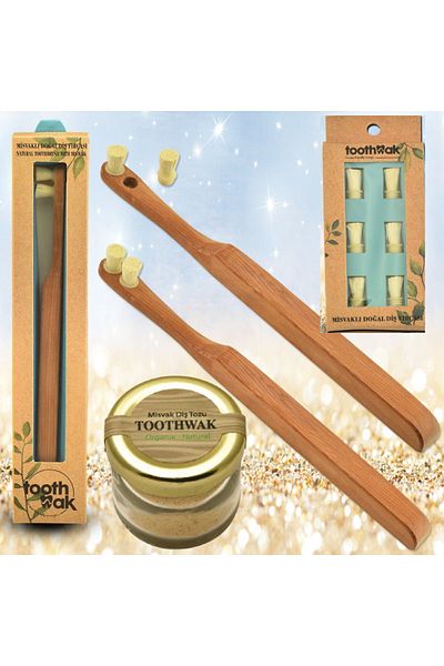 Toothwak 1 Brush with Natural Miswak and 6 Refill Heads