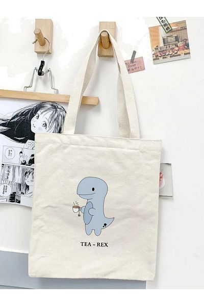 Cemira Tea-rex Y2k Pinterest Geantă de cumpărături unisex - Detaliu din pânză
