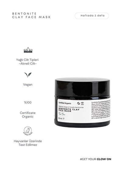 VERSEW Organik Bentonite Cilt Tonu Eşitleyici Kil Maskesi 50 ml