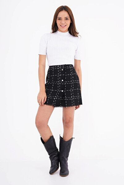 Apsen Collection Dámská mini tkaná sukně z tvídové látky Apsen 2189-45