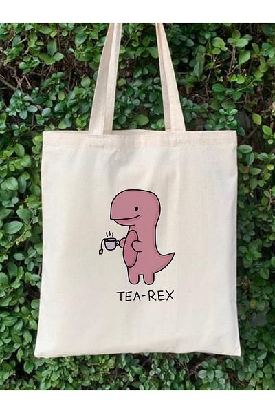 Cemira Tea-rex Y2k Pinterest Unisex Tote Shopper Bag - Υφασμάτινη λεπτομέρεια