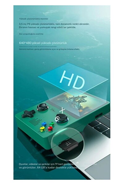 Laraheiser Taşınabilir X6 Retro El Oyun Konsolu 3.5 Inç IPS 64G 10000 Oyun 3D Joystick Çocuk Hediye Arcade