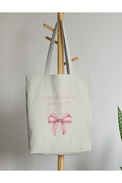 redame I’m Just A Girl Coquette Bows Pinterest Kurdeleler Y2k Retro Unisex Bez Çanta Tote Bag