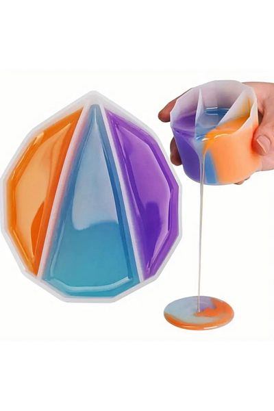 Home Silicone Epoxy Measuring Cup - 225 Ml, 4 Assorted Dividers, 2-5 Channels Splitter