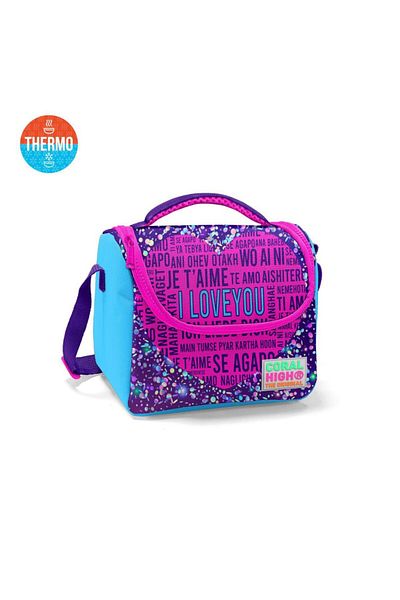 Coral High Pink Purple Heart Patterned Thermo Lunchbox 11740
