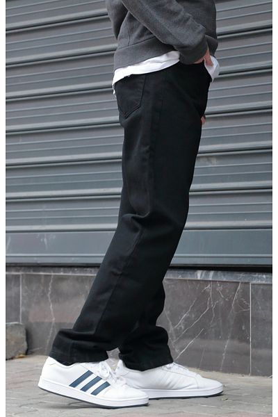 GREENPOLL Men's Black Baggy Loose Fit Trousers