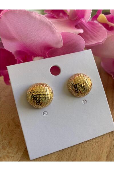 Pelin Aksesuar Dokulu Gold Daire Küpe