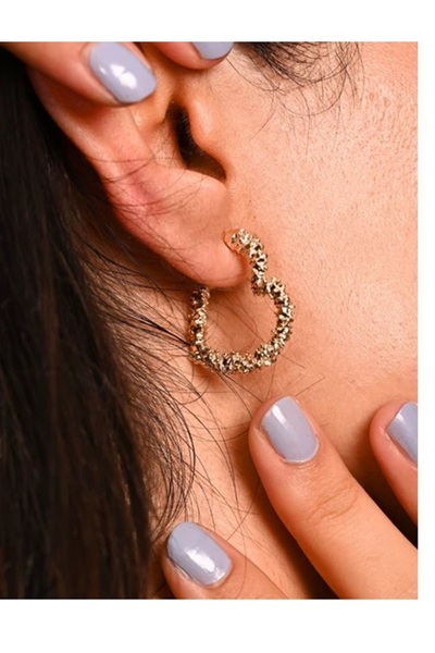 mos&more Gold Kalp Model Şık Halka Küpe