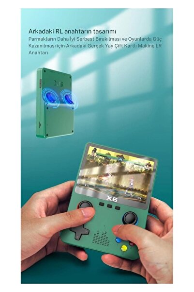 Laraheiser Taşınabilir X6 Retro El Oyun Konsolu 3.5 Inç IPS 64G 10000 Oyun 3D Joystick Çocuk Hediye Arcade