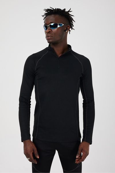 Scorp Ανδρικά θερμικά εσώρουχα Thermo-Fit Extreme με φερμουάρ, εσώρουχα για σκι, μαύρο