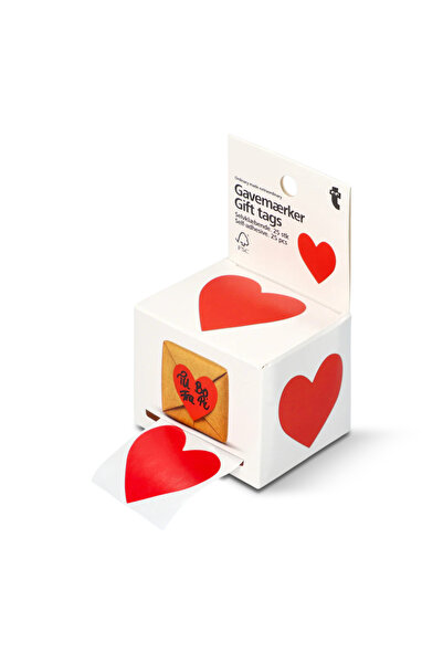 SHIVA Gift & More Kalp Şekilli Hediye Etiketi Seti 25 adet Yapışkanlı Not Kağ...