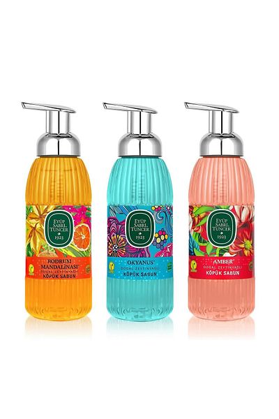 Eyüp Sabri Tuncer Foam Soap with Natural Olive Oil 500ml X 3(Eyipe Sabri Tuncer Ocean,Basement Tangerine,Amber)