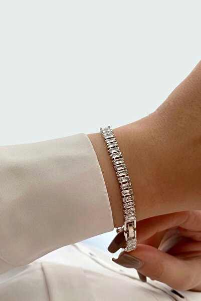 New Obsessions Baget Kesim Rhinestone Suyolu Gümüş Renkli Bileklik