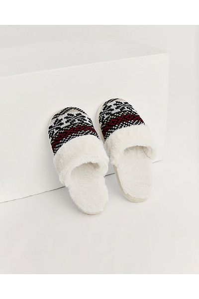 Chirpy Tiri - Ethnic Patterned Cream Women's House Slippers