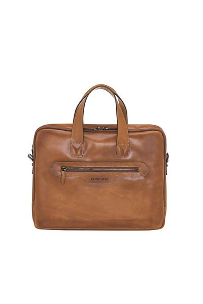 CODEGEN 15.6" Tan Genuine Leather Notebook Briefcase