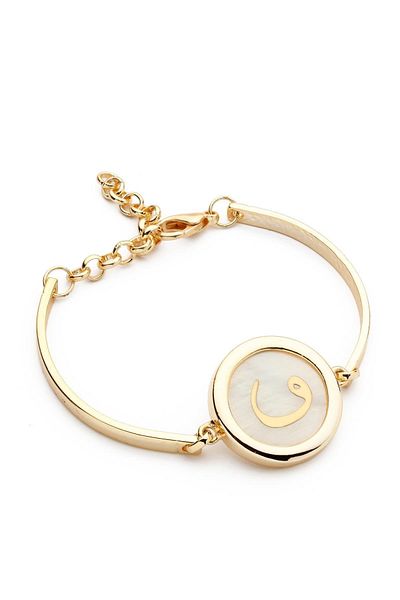 Modex Gold Color Pearlescent Vav Written Bracelet (18cm)