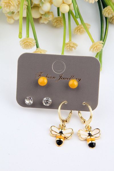 Pelin Aksesuar Set of 6 Yellow Bee Earrings