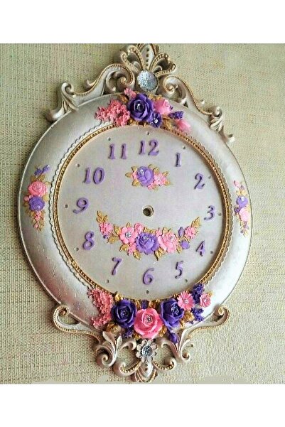 morlalem m Gül Çiçek Kabartmalı 44cm Saat Silikon Kalıp K-288, Taş Tozu Polye...