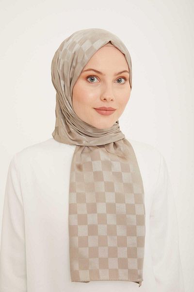 Armine Trend Jacquard Mink Checkerboard Pattern Diamond Shawl 2-21009