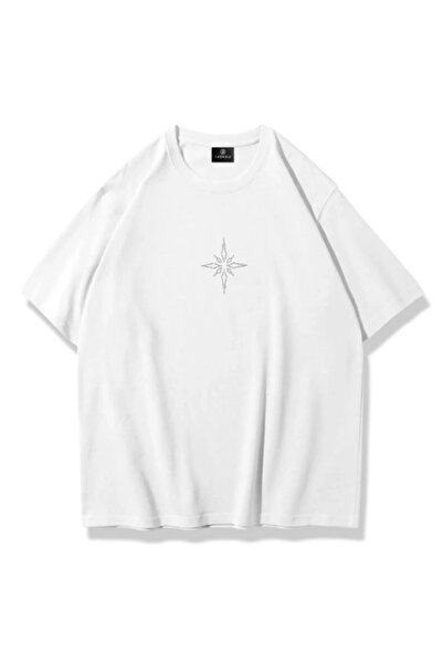 Violon Unisex majica sa kamenim printom, bela, oversized