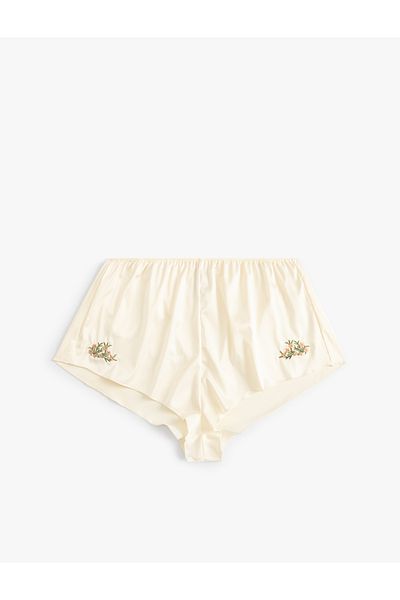 Koton Pyjamahose aus Satin – Shorts mit Blumenstickerei