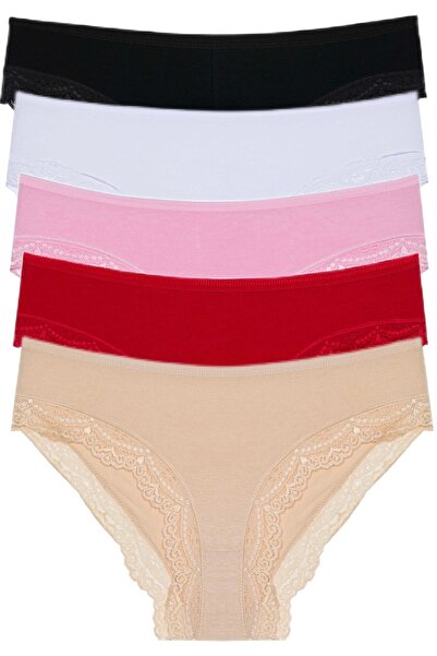 Afrodizyac 5'li Dantel Detaylı Yüksek Bel Bambu Bato (EXTRA YUMUŞAK VE ESNEK)