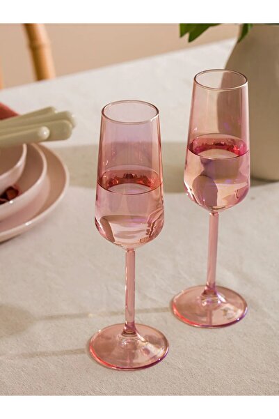 P H Panayır Home 2 Kişilik PEMBE  Cam Ayaklı Su Bardağı 2 li  Kahve Yanı Kadeh