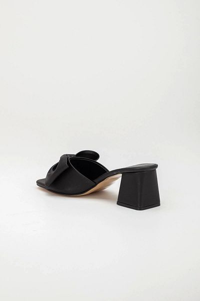MFT AYAKKABI Women's Black Bow Tie 5 Cm Heeled Slippers