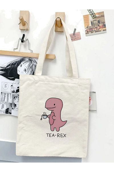 Cemira Tea-rex Y2k Pinterest Unisex Tote Shopper Bag - Υφασμάτινη λεπτομέρεια