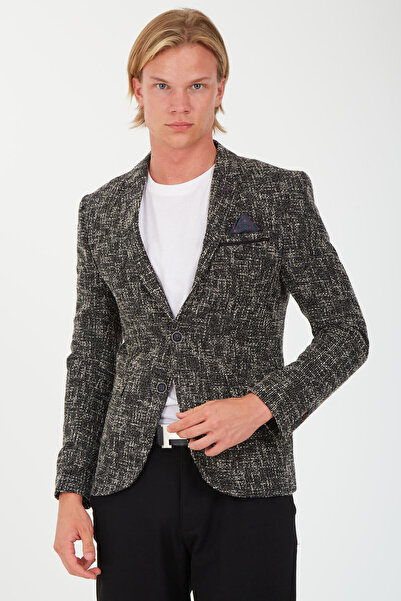 SPOSO 5118 Dar Kalıp Kışlık Siyah Erkek Blazer Ceket
