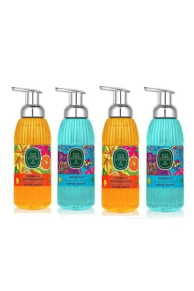 Eyüp Sabri Tuncer Foam Soap with Natural Olive Oil 500ml X 4(Eyupe Sabri Tuncer Ocean 2, Bodrum Latch 2)