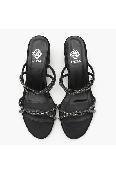 Desa Women's Black Stone Evening Dress Slippers